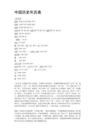 中国历史年历表