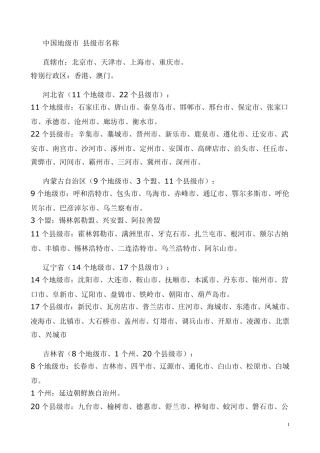 中国县级市、地级市名称