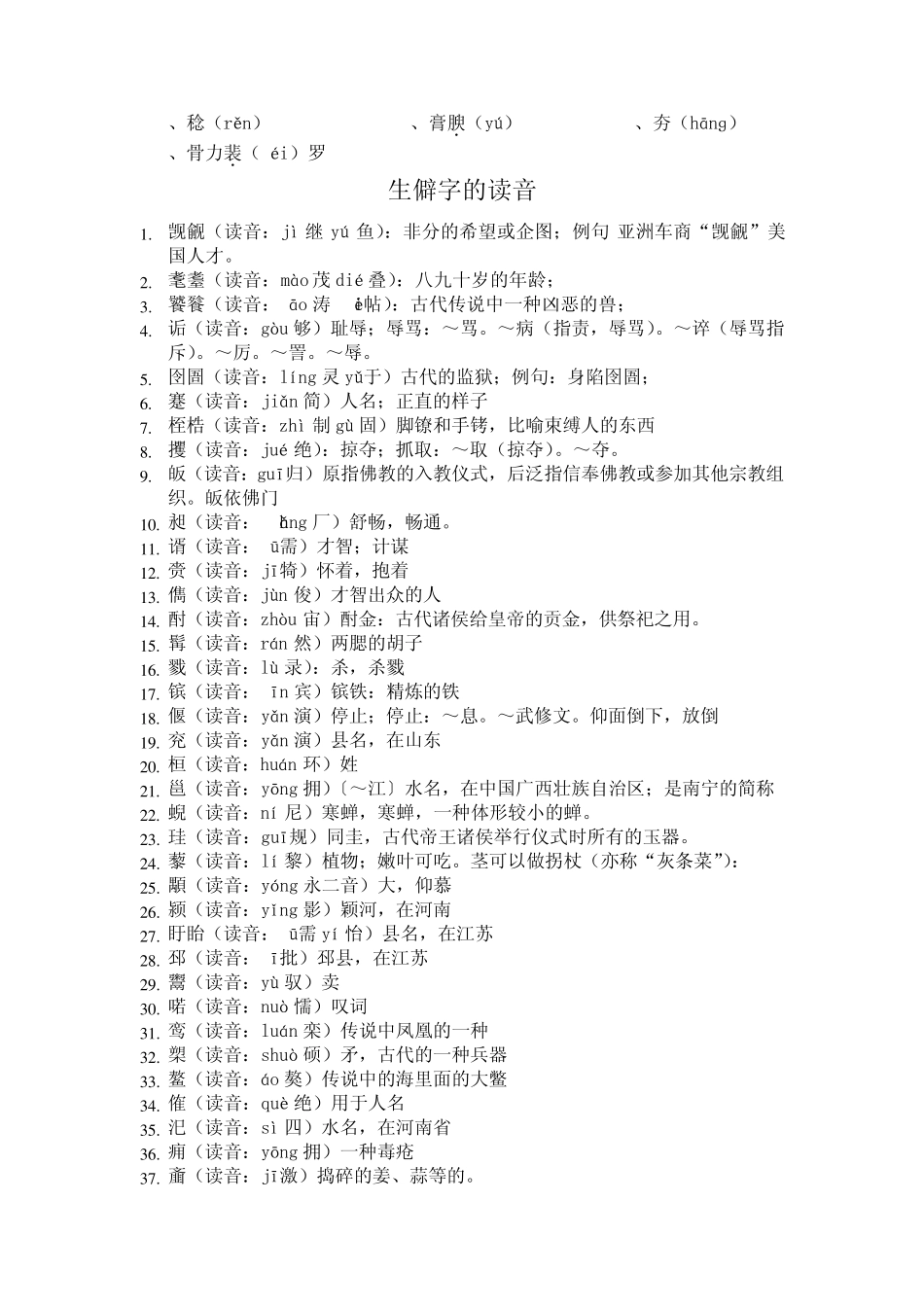 中国古代史中199个人(地)名以及397个生僻字的正确读音_第3页