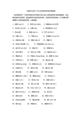 中国古代史中一些人名地名等字的正确读音