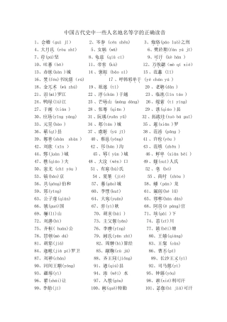 中国古代史生僻字正确读音