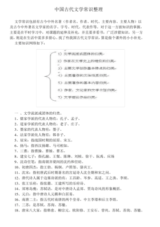 中国古代文学常识整理