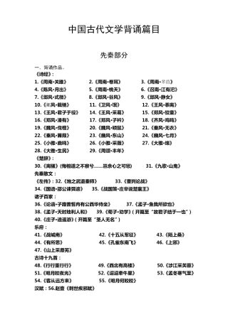 中国古代文学背诵篇目