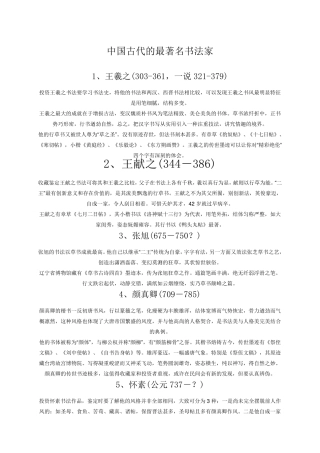 中国古代最著名的书法家