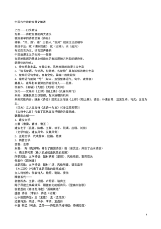 中国古代诗歌发展史概述