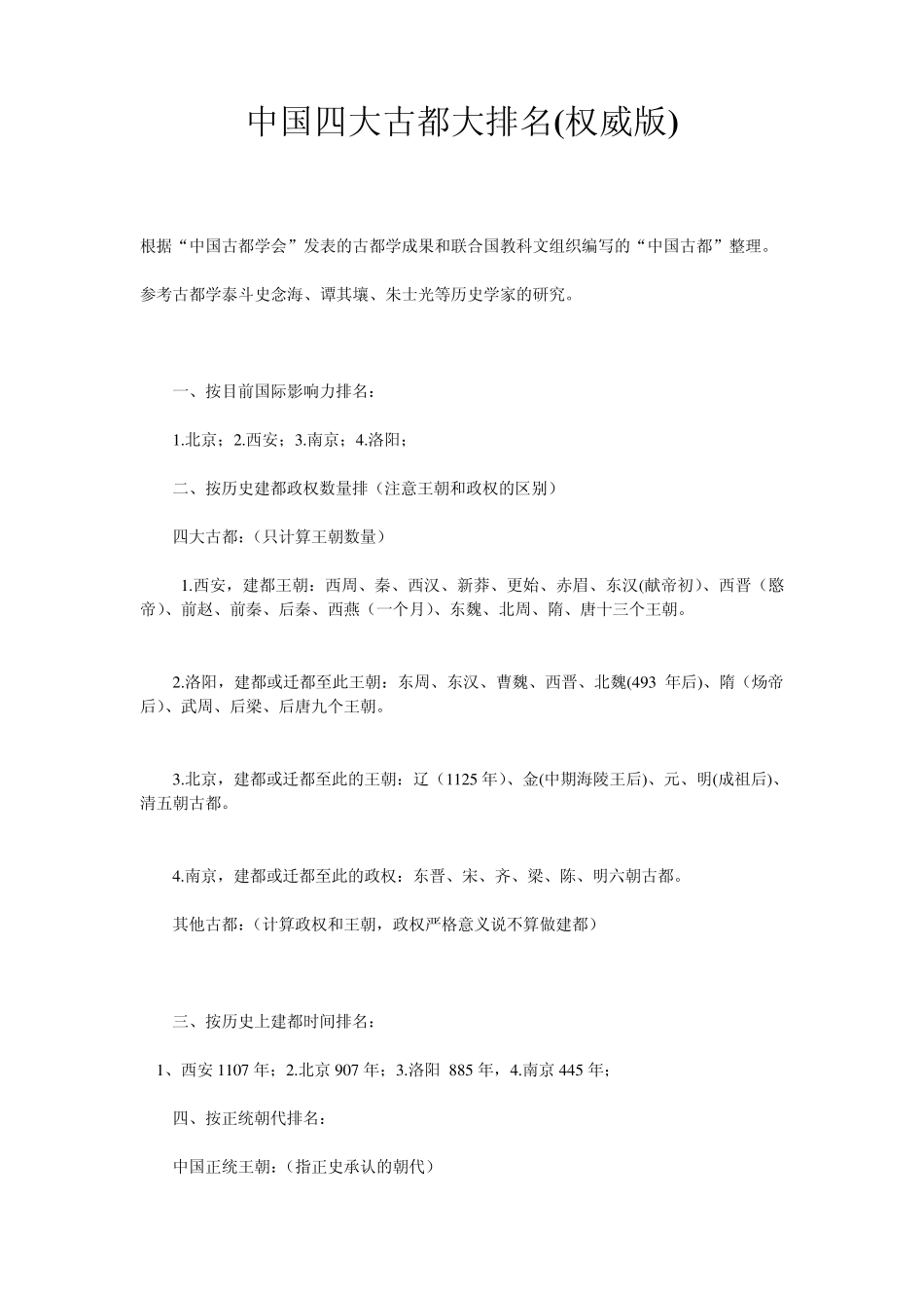 中国四大古都大排名(权威版)_第1页