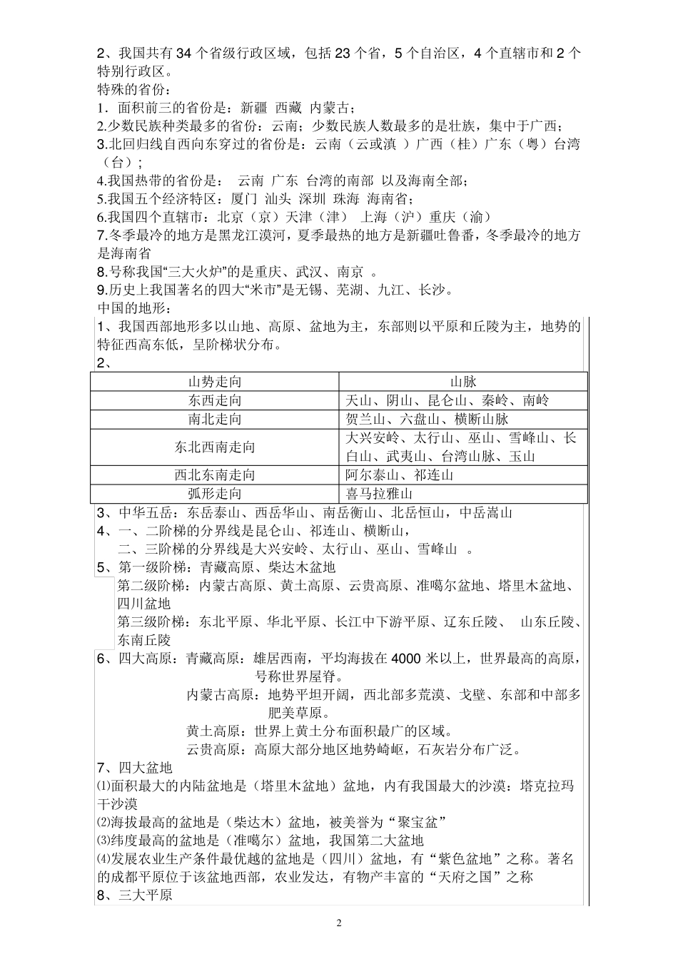 中国地理部分知识点全_第2页