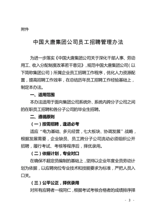 中国大唐集团公司员工招聘管理办法