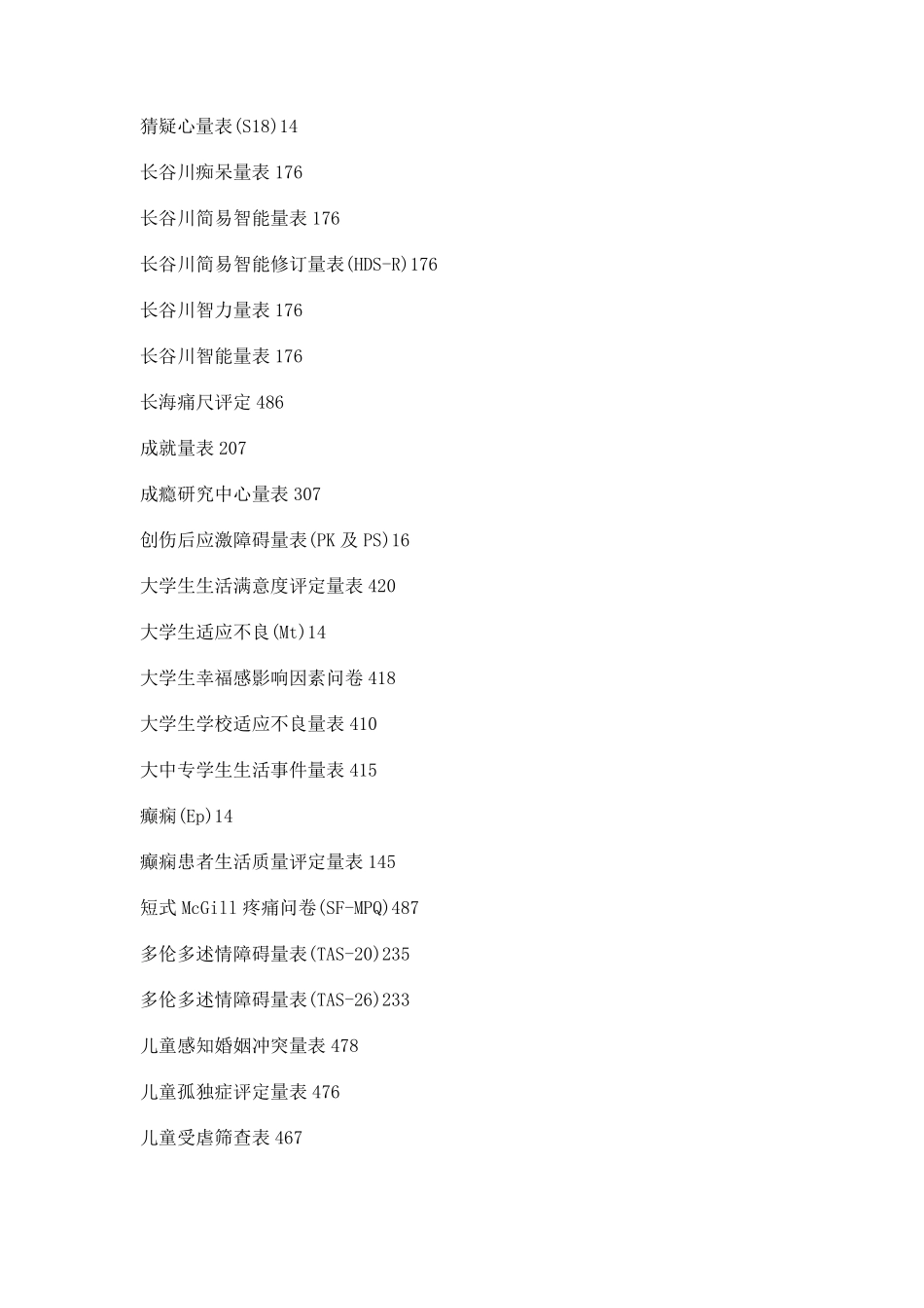 中国大多数心理学量表一览表_第2页