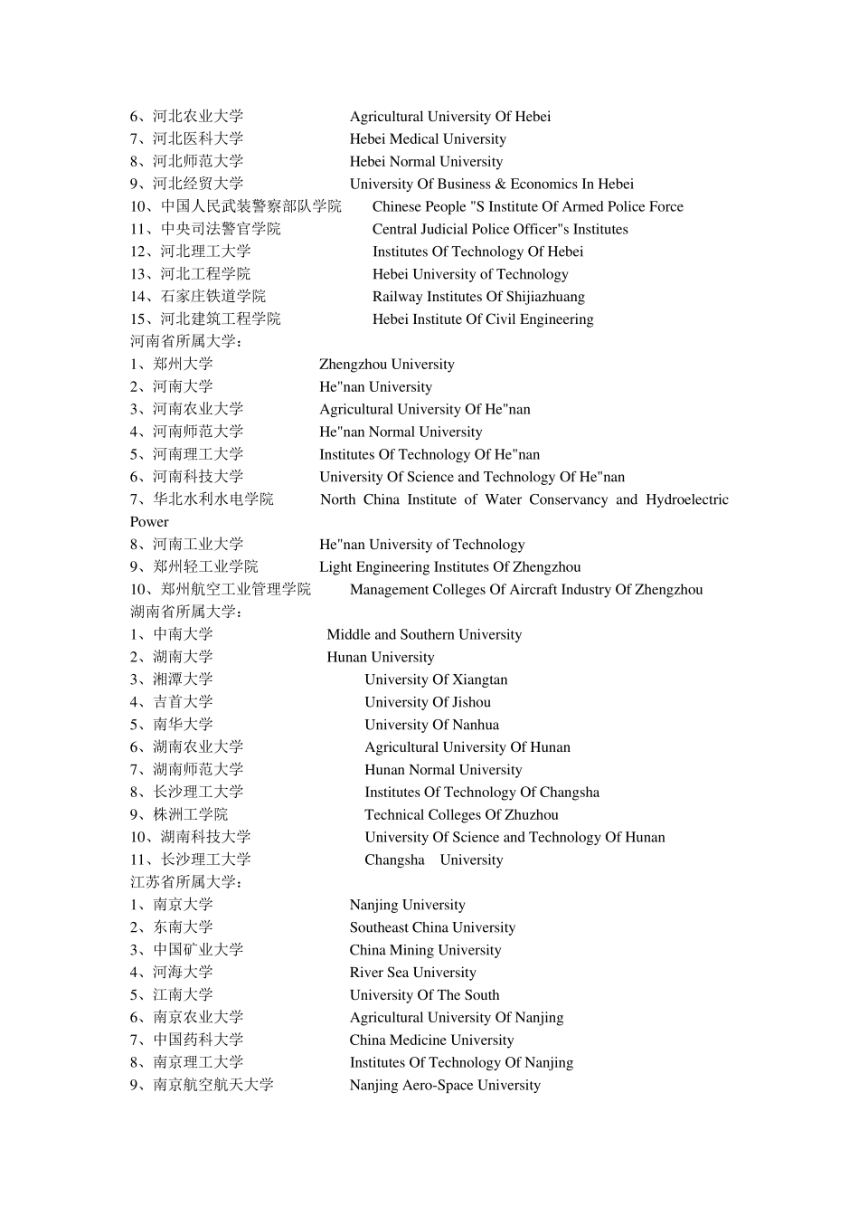 中国大学英文名称_第3页
