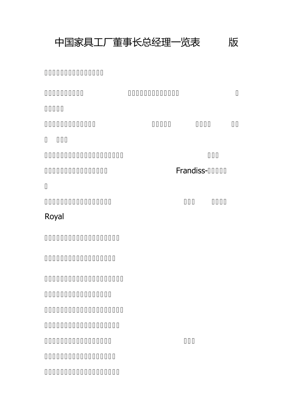 中国家具工厂董事长总经理一览表(2013版)_第1页