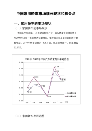 中国家用轿车市场细分及机会点分析
