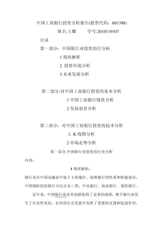 中国工商银行投资分析报告