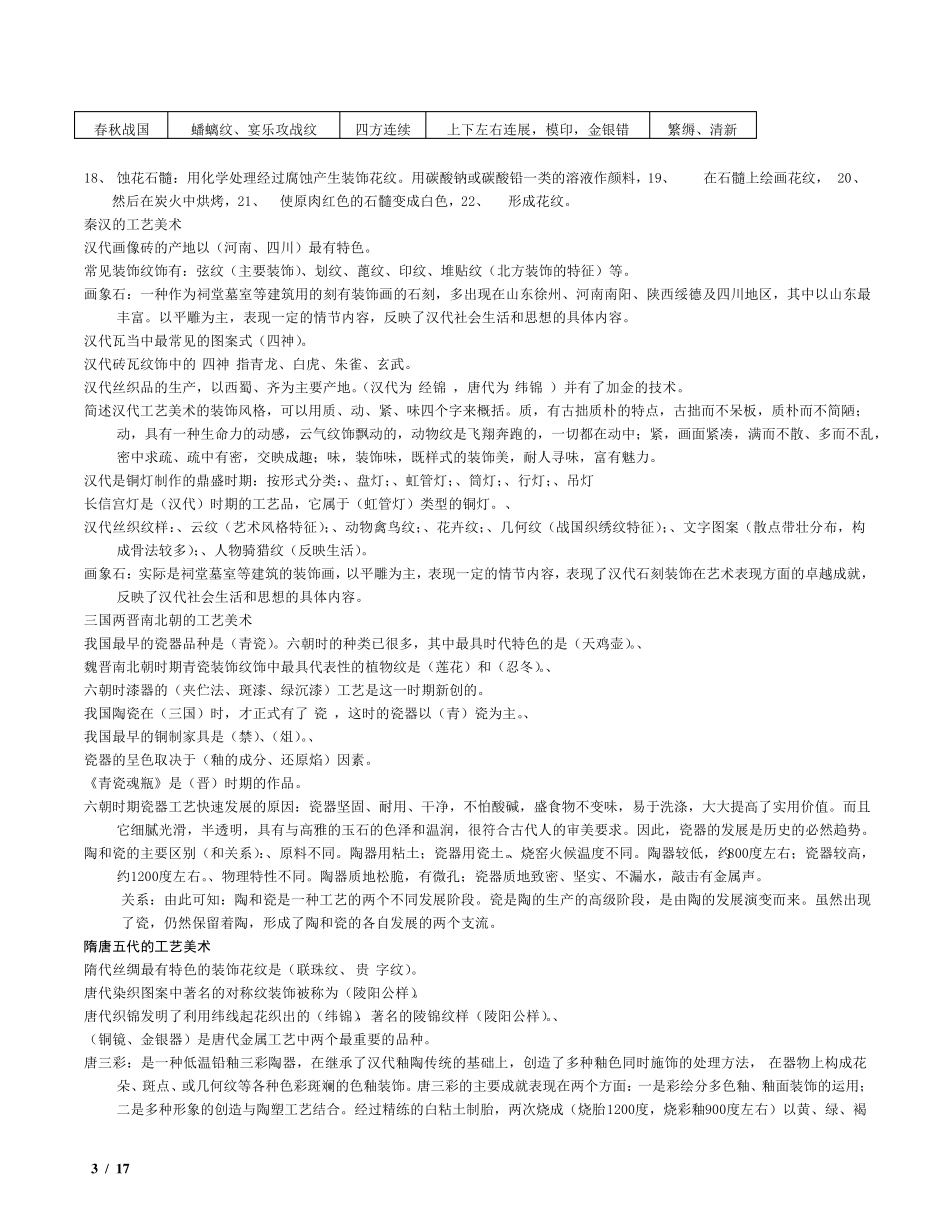 中国工艺美术史考试要点(整理过比较全)_第3页