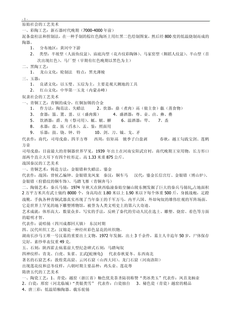 中国工艺美术史重点内容_第1页