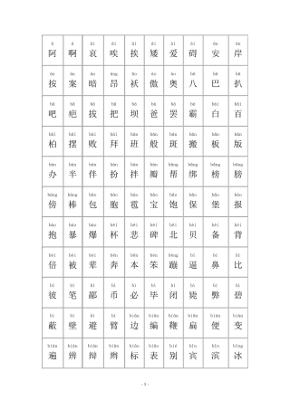 中国常用汉字大全(含拼音)