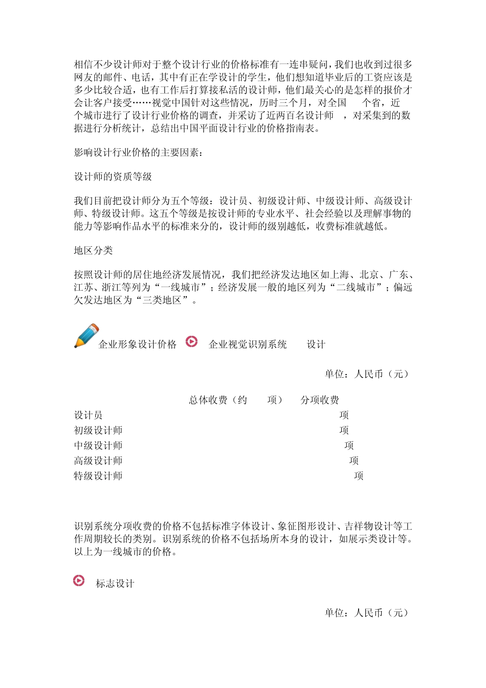 中国平面设计行业价格指南_第1页
