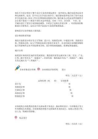 中国平面设计行业价格指南