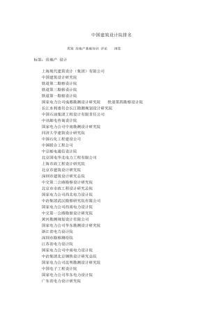 中国建筑设计院排名