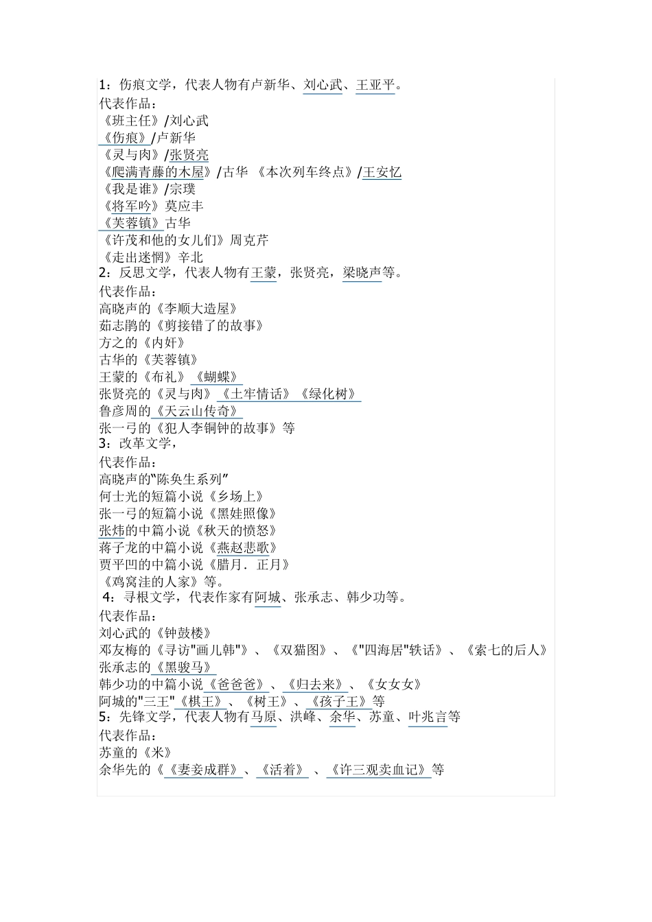 中国当代文学专题练习题及答案_第1页