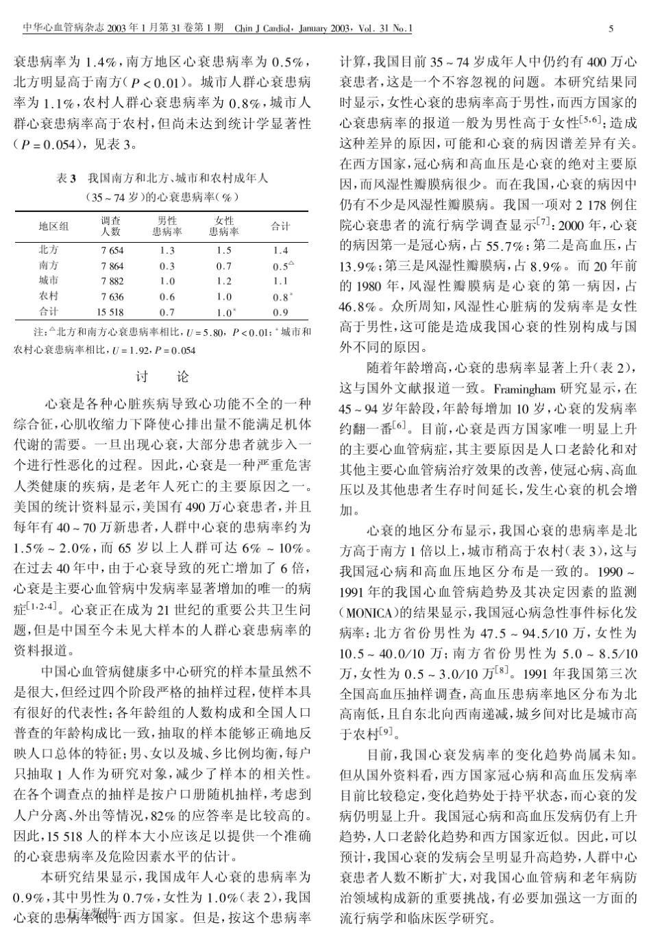 中国心力衰竭流行病学调查及其患病率_第3页