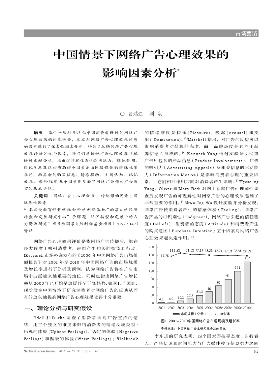 中国情景下网络广告心理效果的影响因素分析_第1页