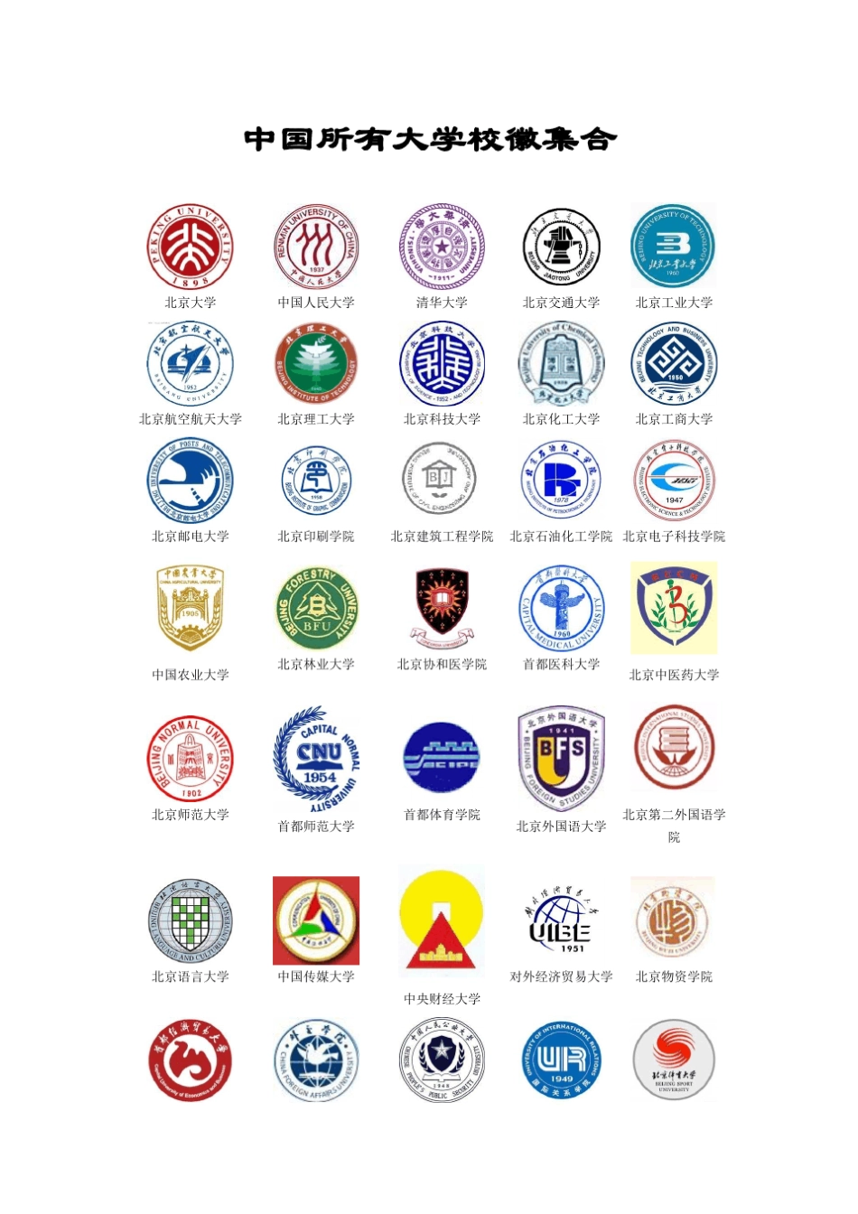 中国所有大学校徽_第1页