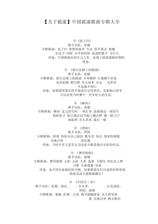 中国摇滚歌曲专辑大全