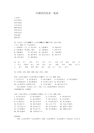 中国朝代一览表