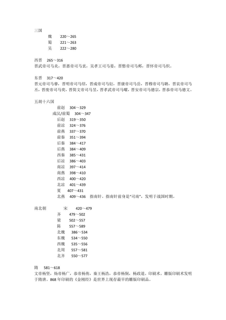 中国朝代排列顺序表(归纳整理)_第2页