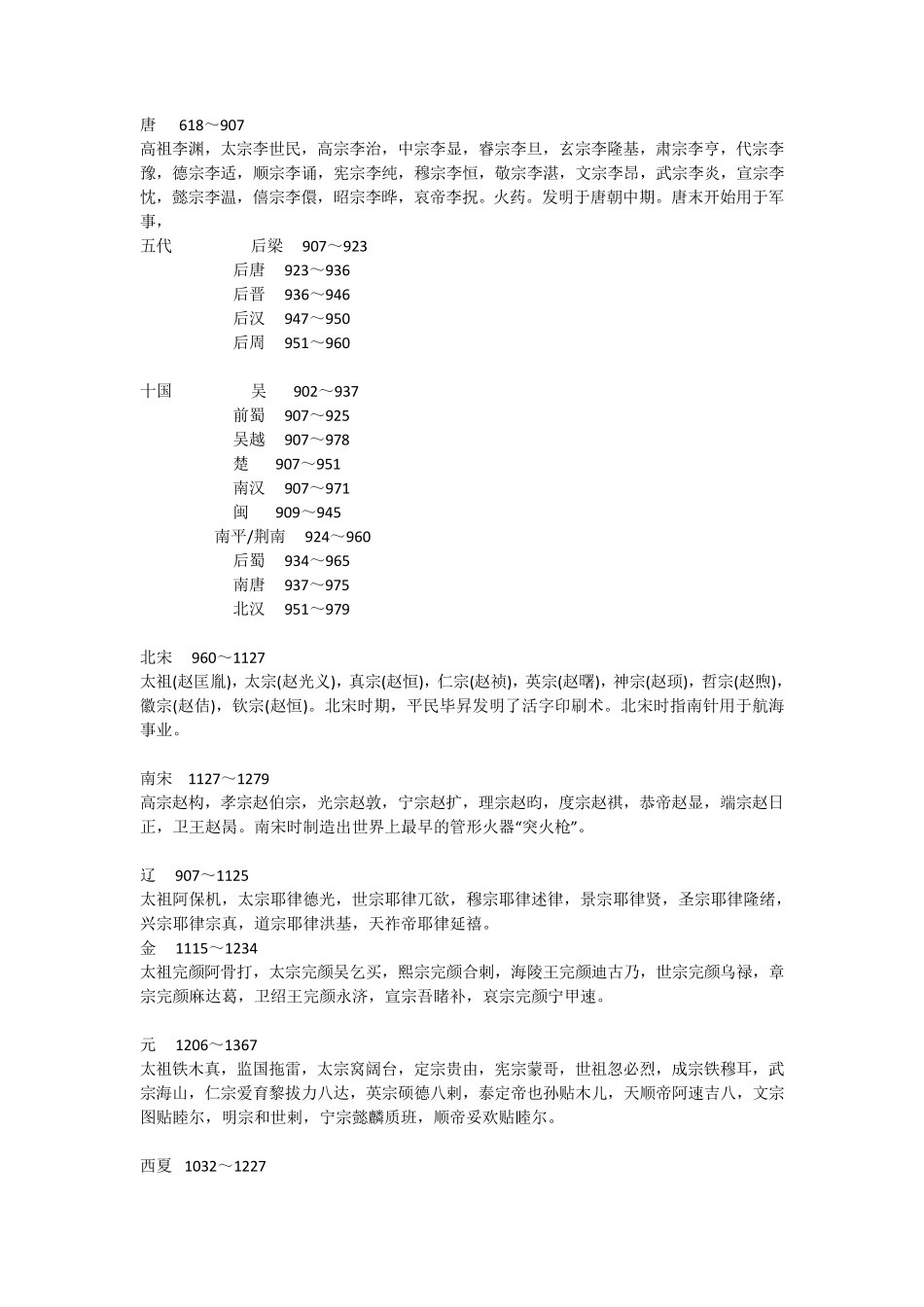 中国朝代排列顺序表(归纳整理)_第3页