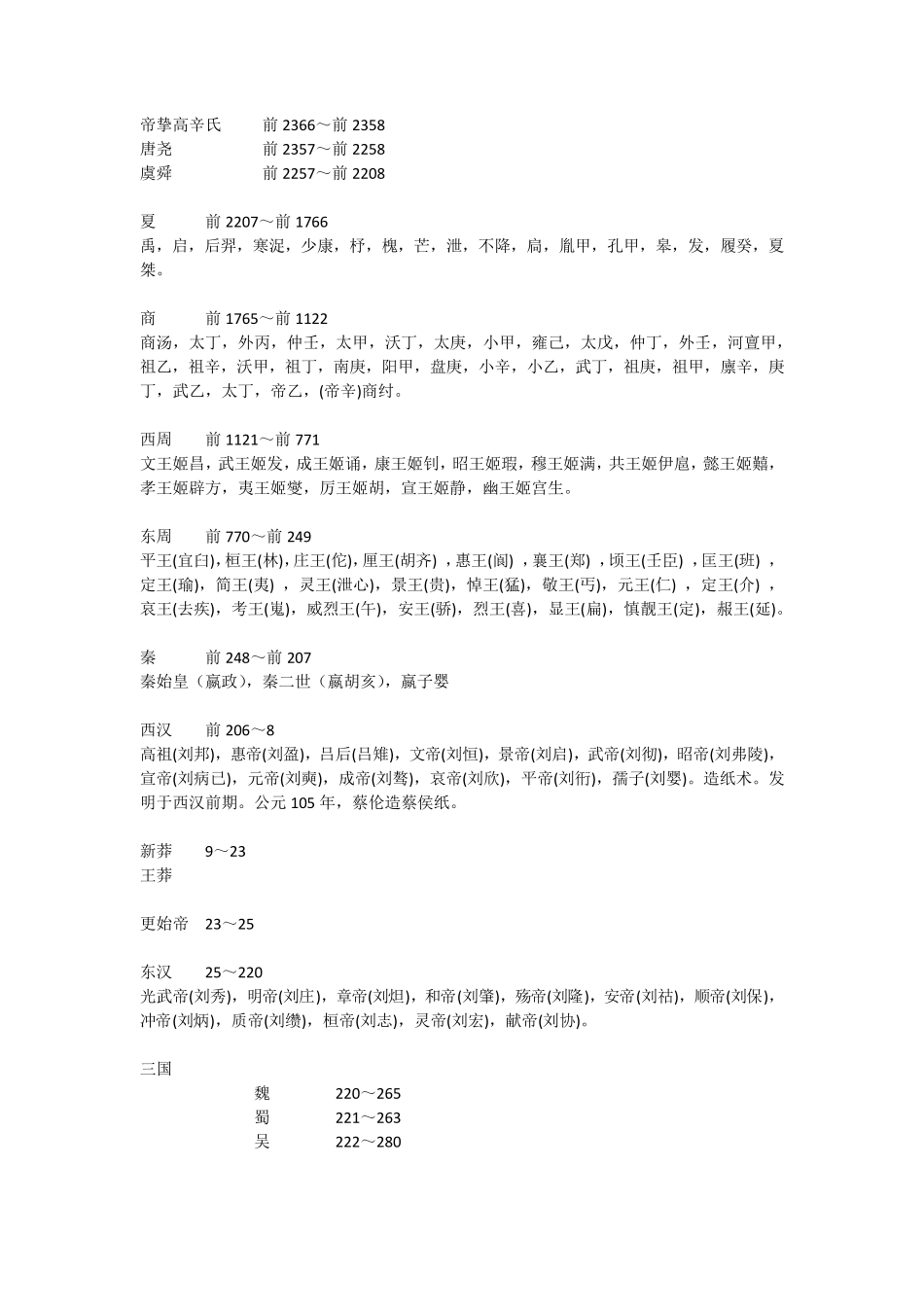 中国朝代顺序完整表(归纳整理)_第2页