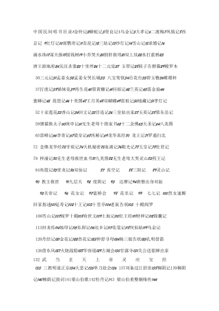 中国民间唱书目录1金铃记2蟒蛇记3贤良记4乌金记5大孝记6二渡梅7凤凰记8西京记9红灯记10部鹦哥