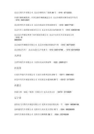 中国汽车生产厂家