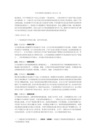 中国汽车零部件上市公司