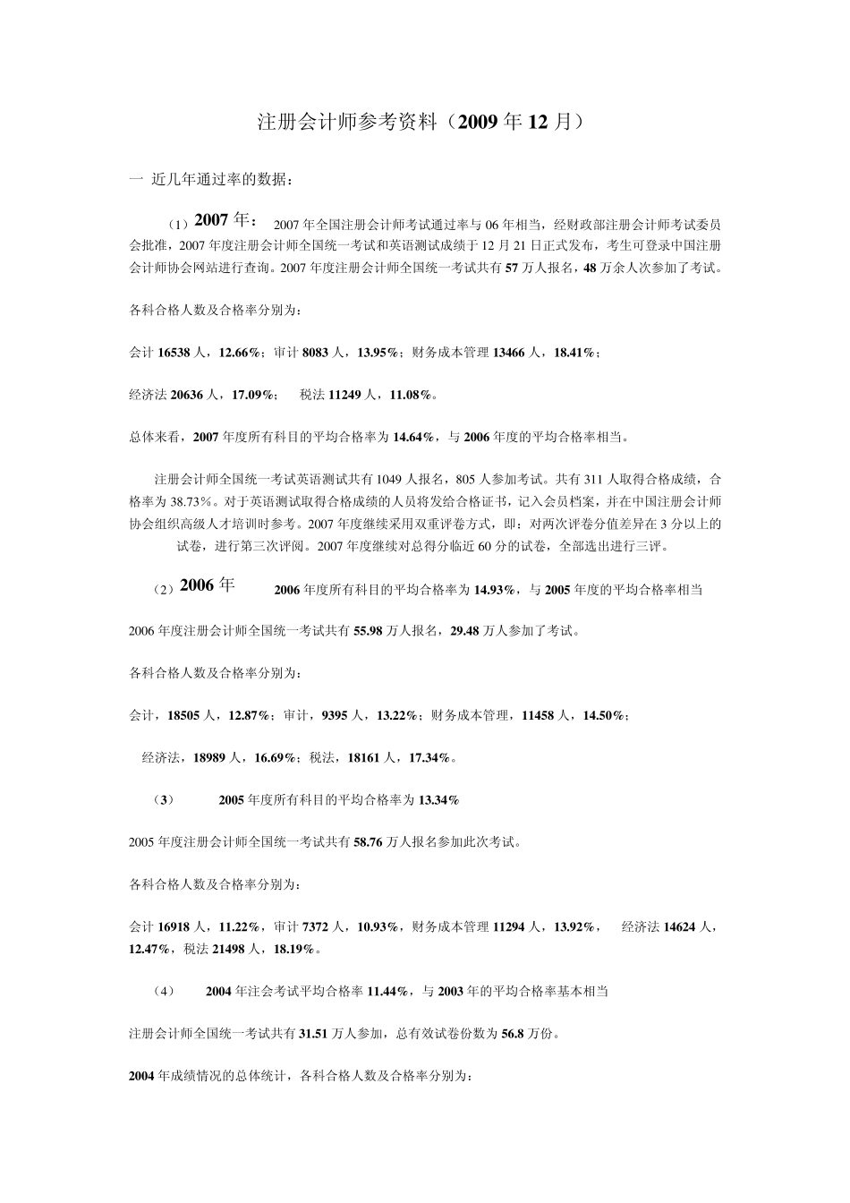 中国注册会计师考试通过率_第1页