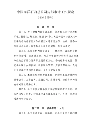 中国海洋石油总公司内部审计工作规定