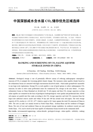 中国深部咸水含水层CO2储存优先区域选择