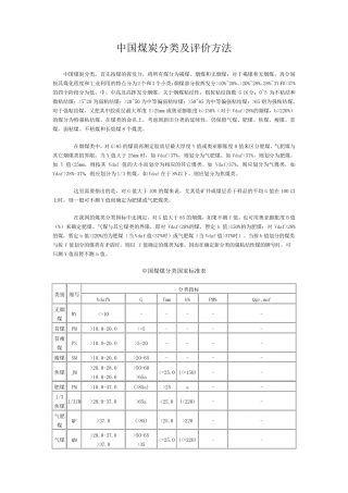 中国煤分类方案中的煤种及煤质特征