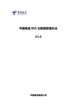 中国电信BSS主数据管理办法