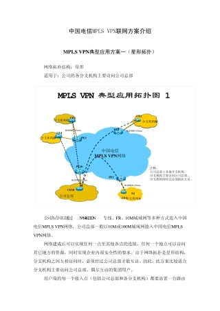 中国电信MPLSVPN联网方案介绍