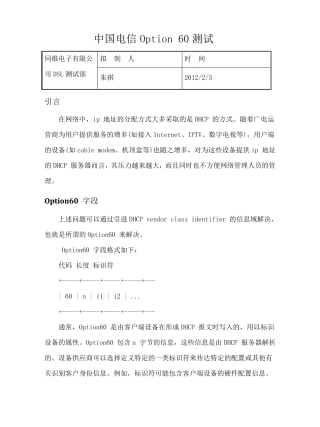 中国电信Option60测试
