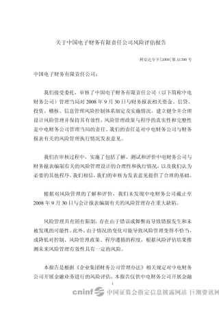 中国电子财务公司风险评估报告