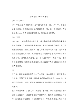 中国电影100年大事记