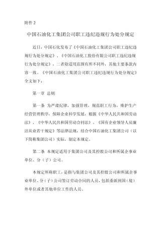 中国石油化工集团公司职工违纪违规行为处分规定附件2