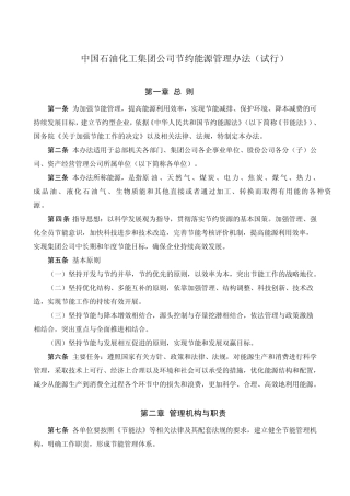 中国石油化工集团公司节约能源管理办法
