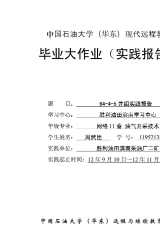 中国石油大学(华东)现代远程教育毕业大作业(实践报告)