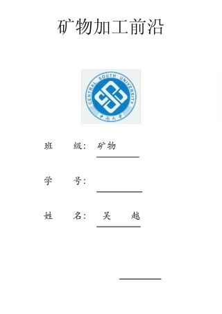 中国矿物加工技术和装备的主要进展