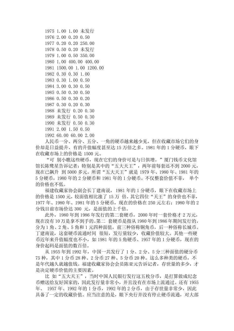 中国硬币收藏价格表大全_第2页