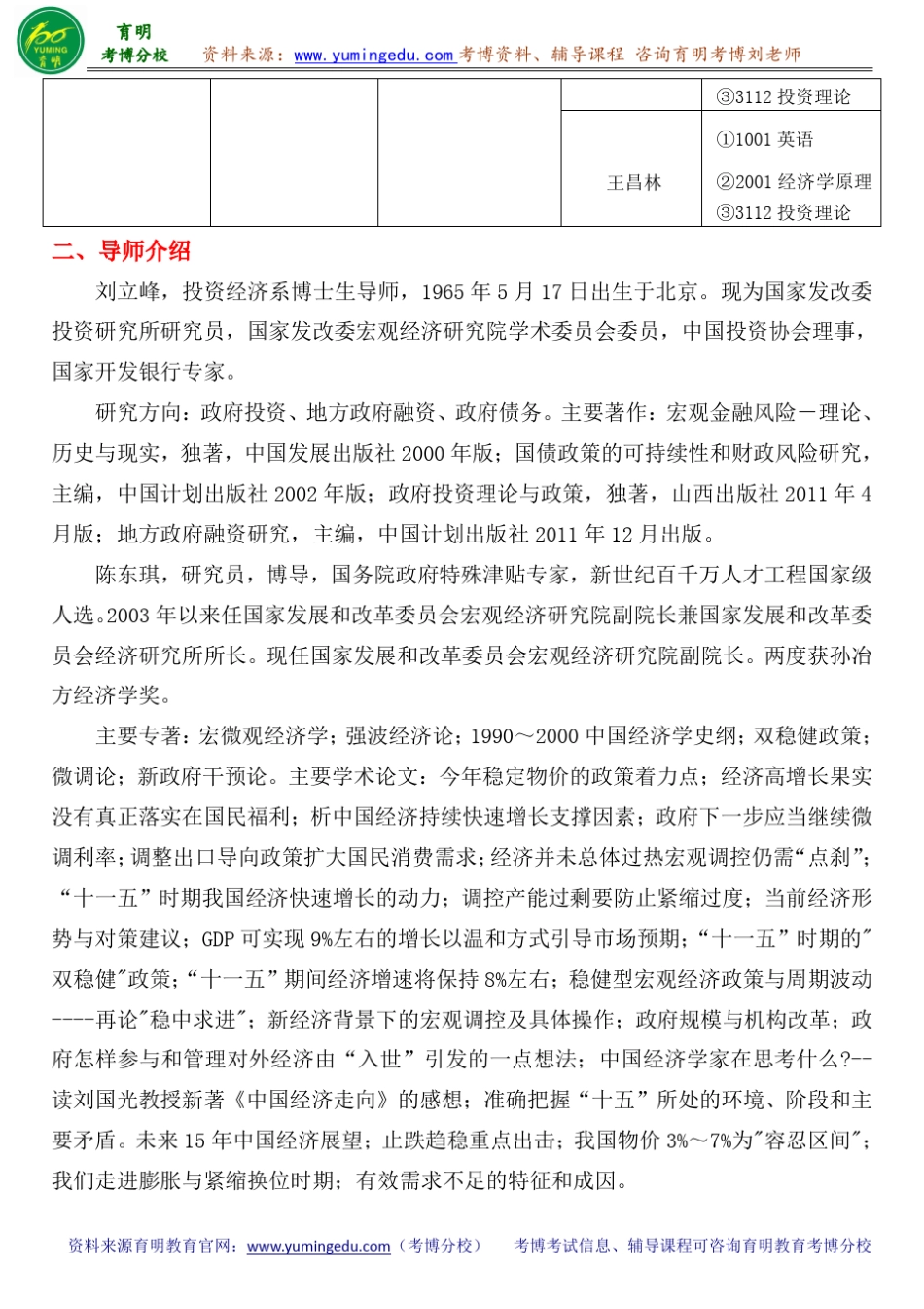 中国社会科学院投资经济系考博真题导师分数线内部资料_第2页